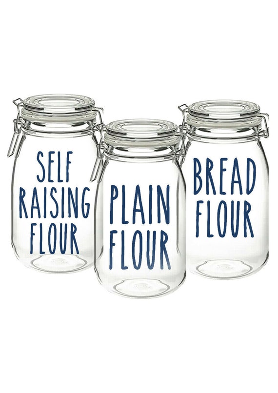 Self-Raising Flour, Plain Flour, Bread Flour - Vinyl Sticker Decal Labels for Jars, Containers, Kitchen, Pantry Organisation.