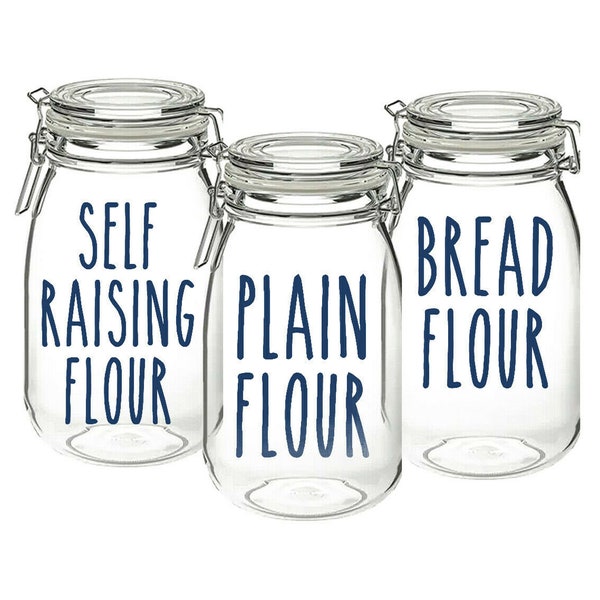 Self-Raising Flour, Plain Flour, Bread Flour - Vinyl Sticker Decal Labels for Jars, Containers, Kitchen, Pantry Organisation.
