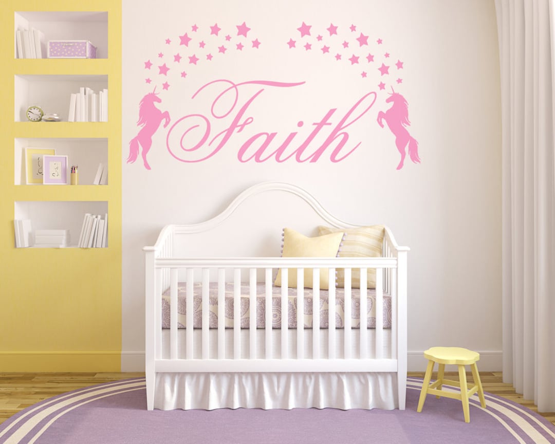 Personalised Name, Unicorn - Matt Vinyl Wall Art Sticker Decal, Mural.  Home, Wall Decor. Children's Bedroom, Nursery, Playroom - Etsy, image size:1080x864