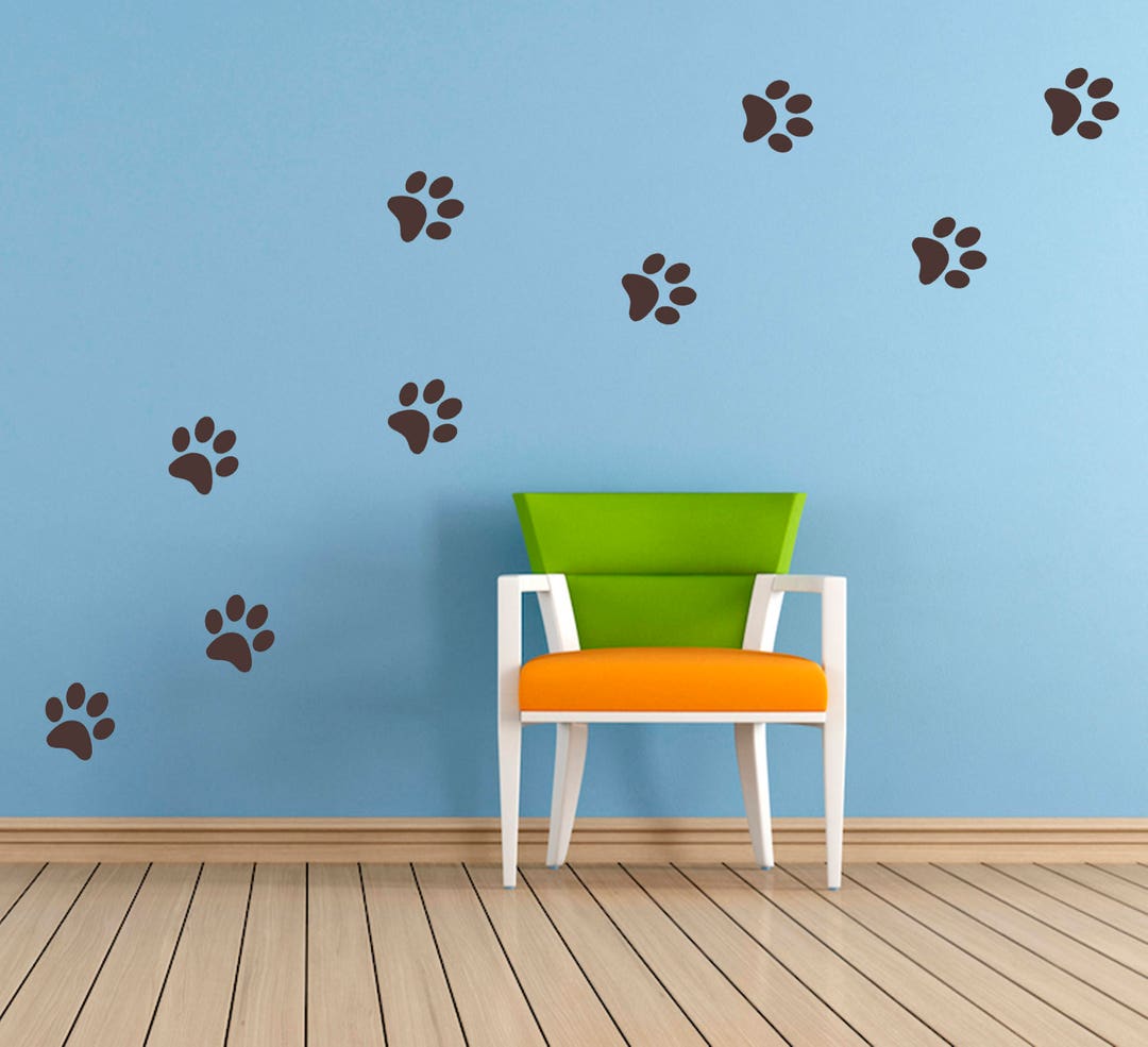 20 X Vinyl Paw Print Shaped Stickers Decal Mural. Cardmaking