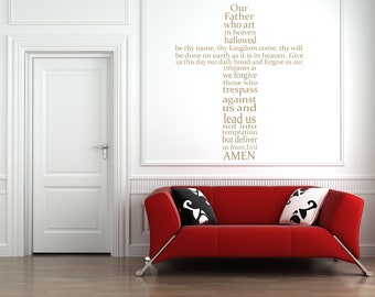The Lord's Prayer, Traditional Version, Christian Bible Verse Quote, Vinyl Wall Art Sticker Decal Mural. Home, Church, School, Wall Decor.