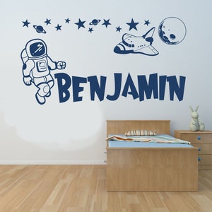 Personalised Name, Matt Vinyl Wall Art Sticker Decal, Mural, Spaceman, Space. Children&#39;s bedroom, Playroom, Nursery. Home, Wall Decor
