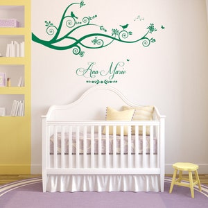 Personalised Name, Tree, Birds, Butterflies - Vinyl Wall Art Sticker ...