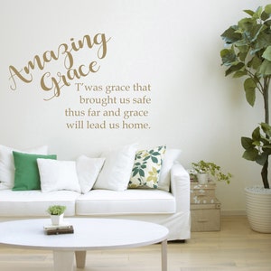 Amazing Grace Christian Hymn Song Quote Vinyl Wall Art Sticker Decal Mural. Home, Church, School Decor. Wall