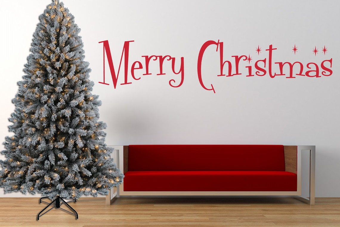Merry Christmas Quote Vinyl Wall Art Sticker Decal Mural. - Etsy UK
