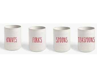 Kitchen Organization Vinyl Stickers - Customizable Utensil Icon Decals For Drawers & Containers