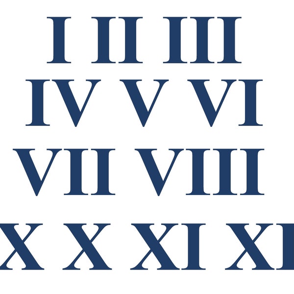 Vinyl Roman Numeral Number Decal Sticker. Self Adhesive. House, Door, Wheelie Bin, Clock, Storage Boxes, Organisation. 1-12