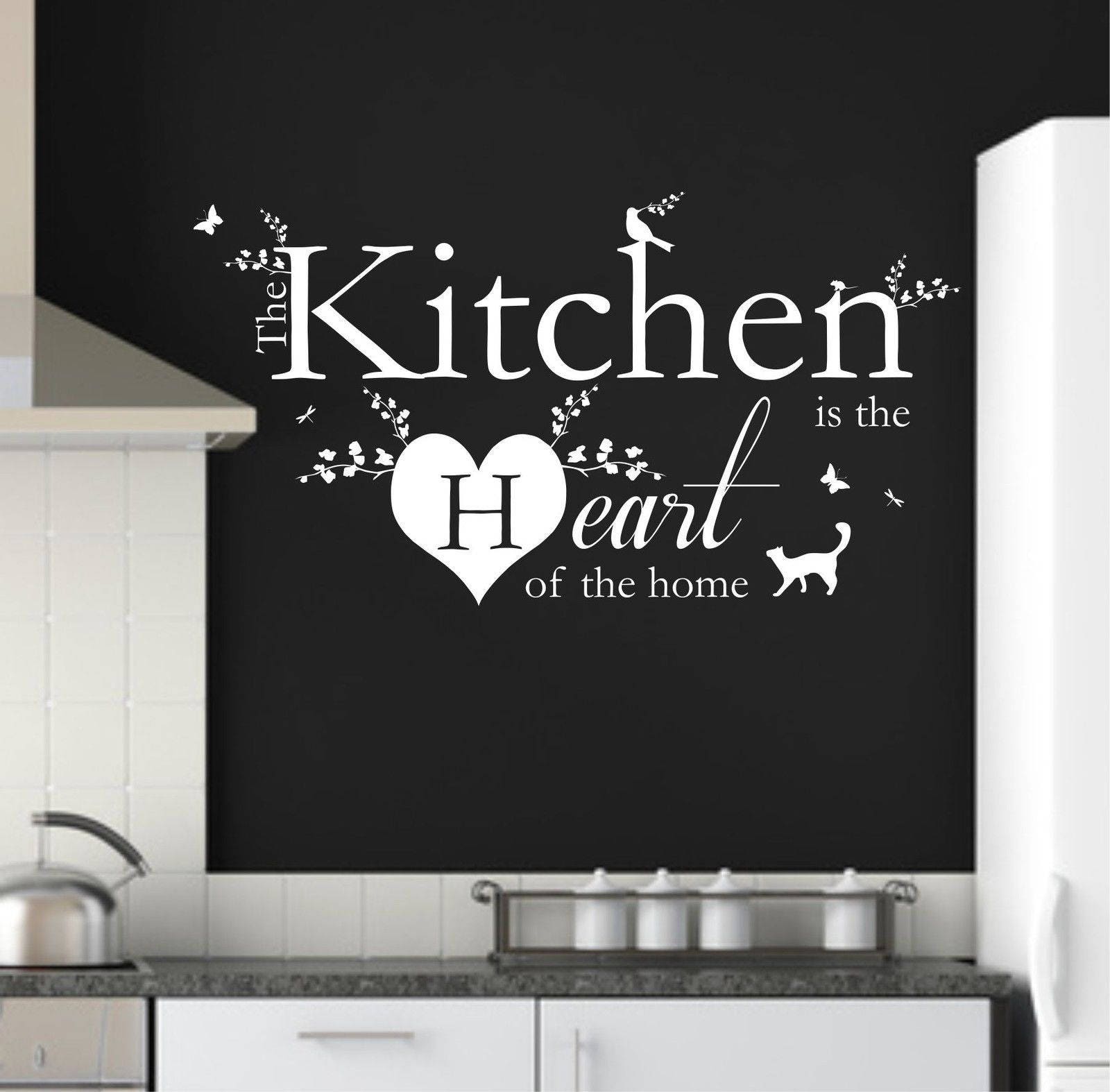 The Kitchen is the Heart of the Home Quote Vinyl Wall Art - Etsy UK