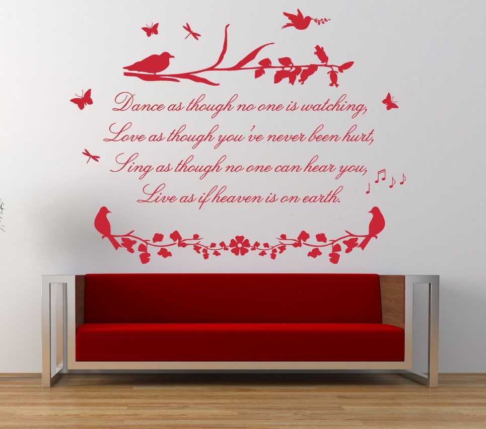 Dance Sing Love Poem Quote Vinyl Wall Art Sticker Decal Etsy