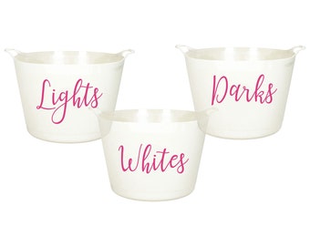 Lights, Whites & Darks- Vinyl Sticker Decal Labels for Laundry Bins, Baskets, Hamper. Kitchen, Bathroom, Utility Room Organisation