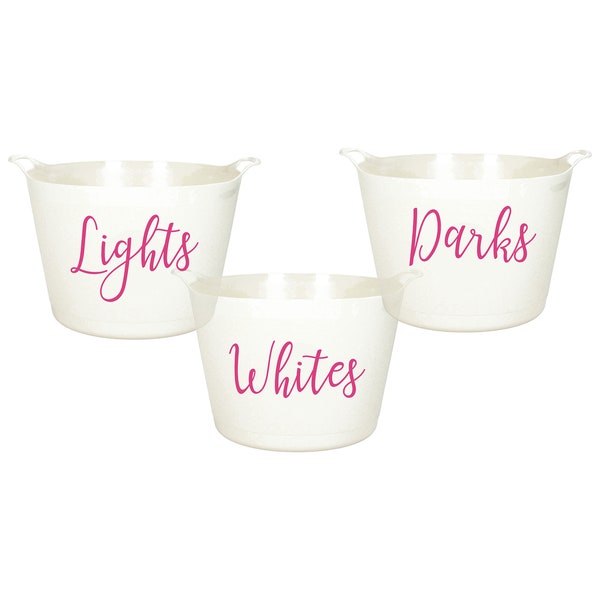 Lights, Whites & Darks- Vinyl Sticker Decal Labels for Laundry Bins, Baskets, Hamper. Kitchen, Bathroom, Utility Room Organisation