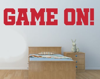 Game On! Quote, Vinyl Wall Art Sticker, Decal. Home, Wall Decor. Children, Kids, Bedroom, Nursery, Playroom. Sports