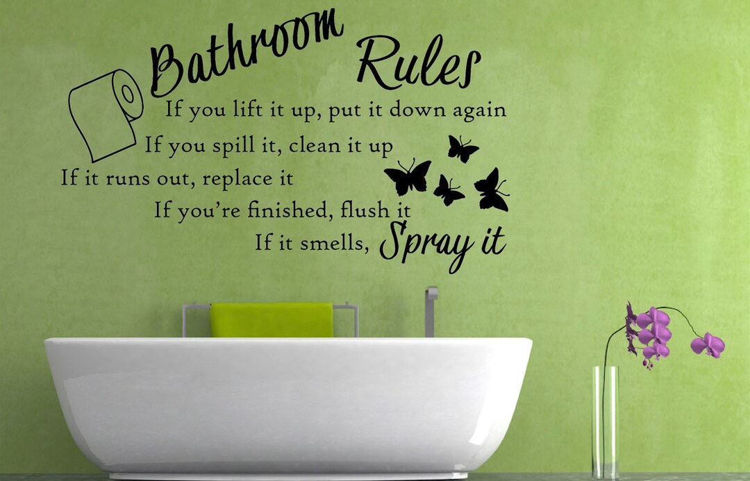 Bathroom Rules Quote Vinyl Wall Art Sticker Decal Mural. Etsy UK