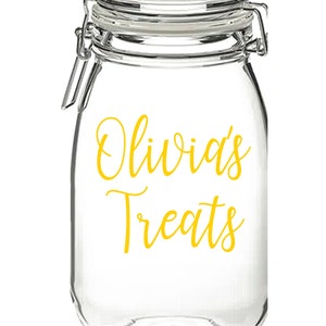 Personalised Treats Vinyl Sticker Decal Transfer Label for Storage Jar, Tin, Container. ANY name personalised, Fantastic Gift Idea