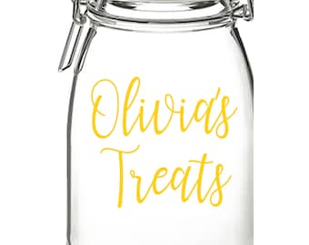 Personalised Treats Vinyl Sticker Decal Transfer Label for Storage Jar, Tin, Container. ANY name personalised, Fantastic Gift Idea