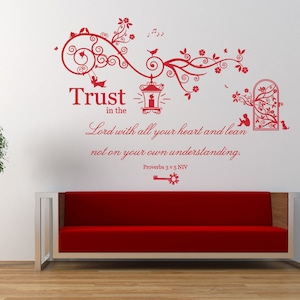 Sprüche 3 v 5 Bibel Zitat Vinyl Wand Kunst Aufkleber Aufkleber Wandbild. Haus, Kirche, Schule Dekor. 120cm breit x 84,9cm hoch