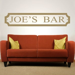 Personalised 'Bar' Matt Vinyl Wall Art Sticker Decal Mural. Home, Wall, Door Sign, Decor. Mirror, Kitchen, Dining Room