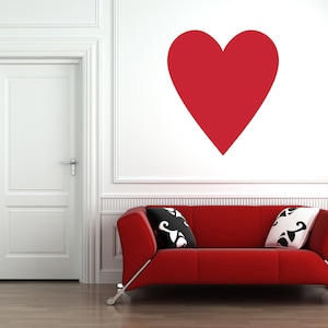 Mural decorativo de vinilo con forma de corazón grande. Decoración para el hogar, espejos, ventanas y coches. Bloques de color, símbolos de naipes.