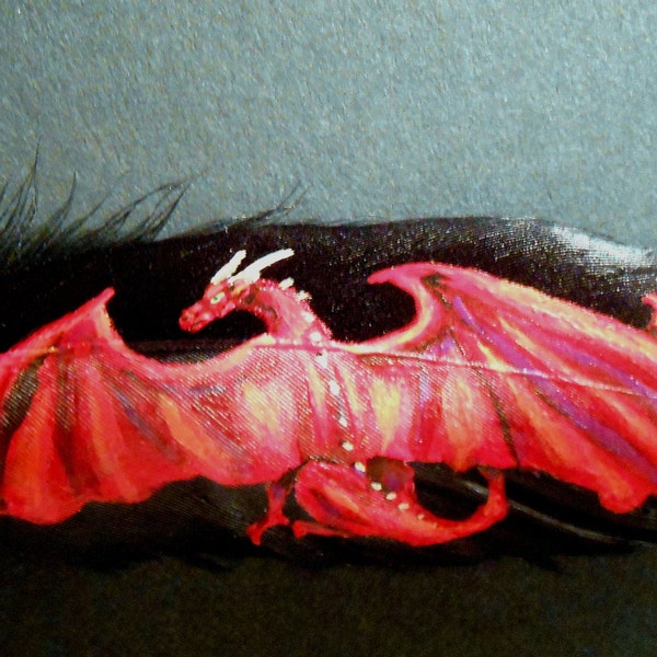 Red dragon feather painting .