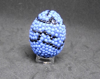 Blue and black striped Dotz egg