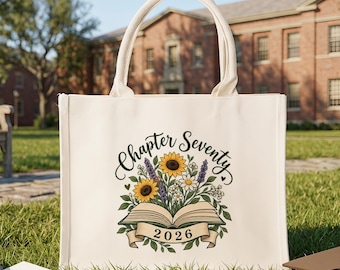 Personalized Chapter 70 Tote Bag, Custom Birth Year Canvas Tote, Milestone Birthday Keepsake 70th Birthday Gift, Shopping Bag Seventy Gift