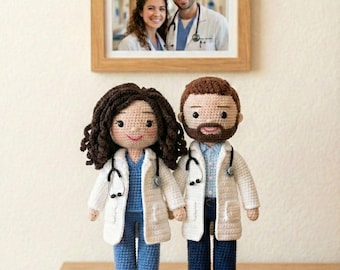 パーソナライズされた看護師・医師人形、そっくりさん人形、写真からカスタムかぎ針編み人形、医療従事者へのギフト、医師・看護師への感謝のギフト