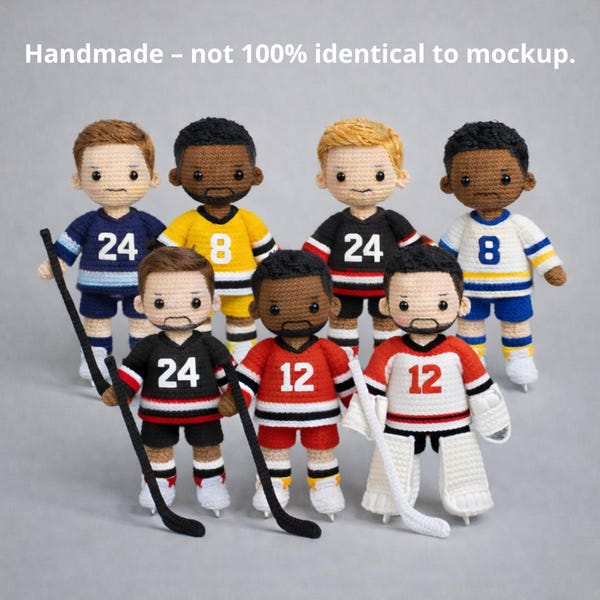 Personalized Hockey Doll, Custom Crochet Sports Doll, Look Alike Hockey Player, Handmade Ice Hockey Gift, Birthday Gift