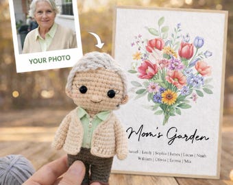 写真から作るママ人形、かぎ針編みのオリジナル人形、母の日ギフト、手作りあみぐるみ人形