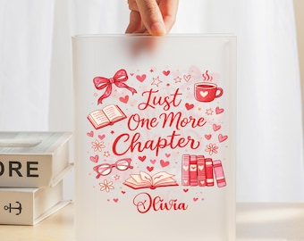 Personalisierte Acryl Buchvase, nur noch ein Kapitel Dekor, Buch-Liebhaber-Geschenk, gemütliche Leser Schreibtisch Vase
