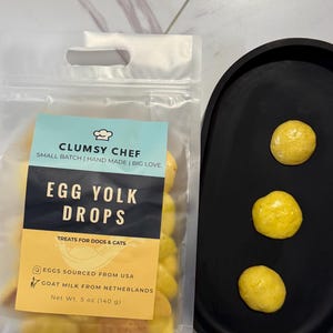 Egg Yolk Drops Dog Treats | Golden Drops |  Skin & Coat Support (Lecithin) | Crunchy Training Drops for Dogs and Cats Clumsy Chef