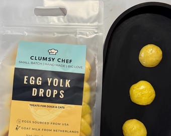 Egg Yolk Drops Dog Treats | Golden Drops |  Skin & Coat Support (Lecithin) | Crunchy Training Drops for Dogs and Cats Clumsy Chef