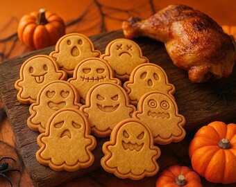 Halloween Ghost Dog Treats — Pumpkin and Chicken, Healthy Whole-Food Pet Snacks, Limited Edition Halloween Pet Gift Clumsy Chef