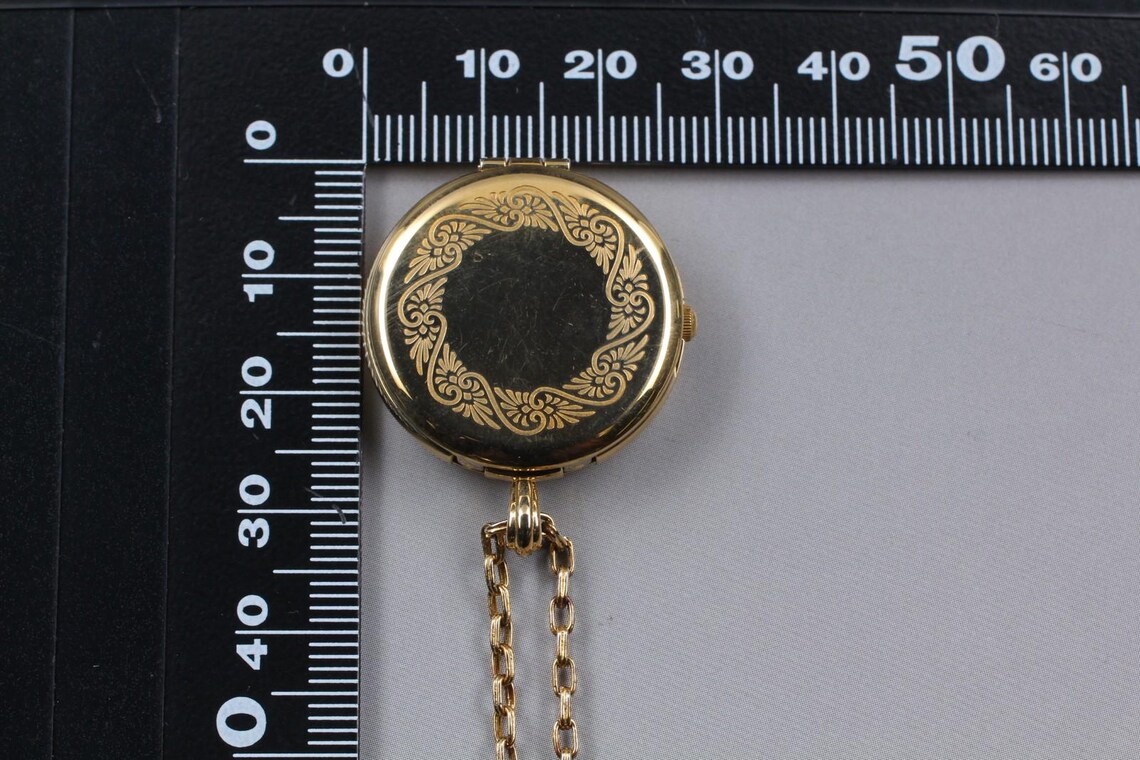 Seiko pendant watch 7320-0080 round gold qz  new batt vintage 1993 n mint japan/ retro wristwatch classic style timepiece gift, photo 3 sur 5