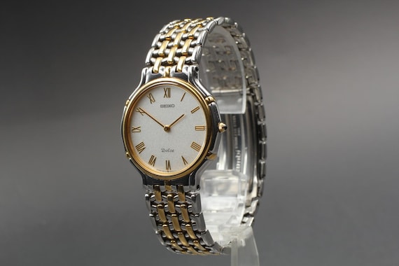 Seiko dolce 5e30-6a00 two-tone haq quartz mens watch vintage 1998 n mint japan/ retro wristwatch classic style timepiece gift