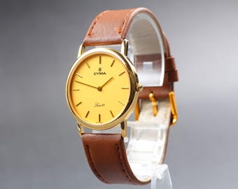 Vintage near mint new batt cyma louis xv 347 gold mens watch from japan