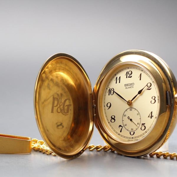 Seiko pocket watch 7n07-0010 gold small seconds vintage 1996 n mint from japan/ retro wristwatch classic style timepiece gift
