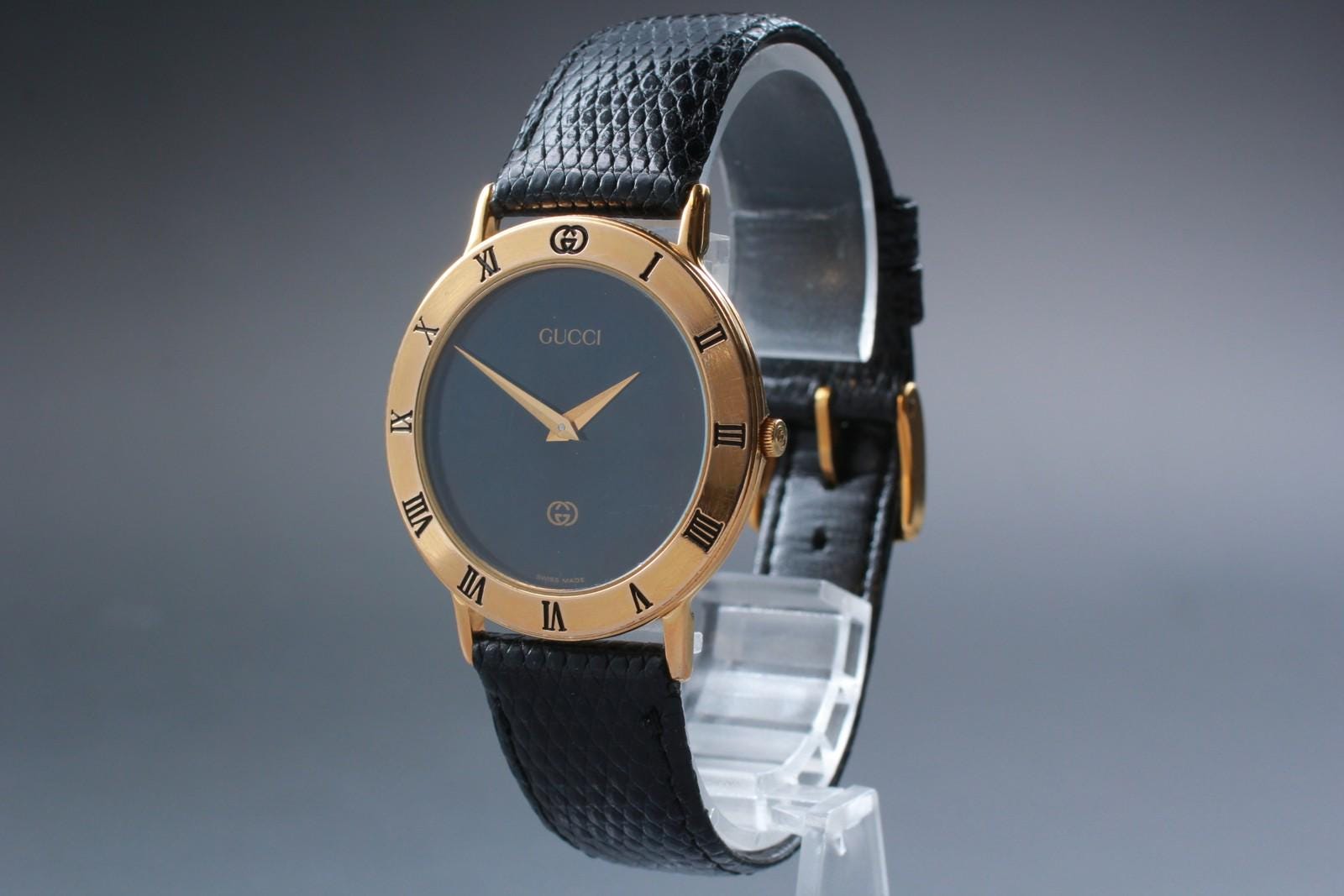 稼働品☆　GUCCIグッチ　３０００M　ブラック文字盤　メンズ腕時計 Gucci 3000m - Etsy 日本