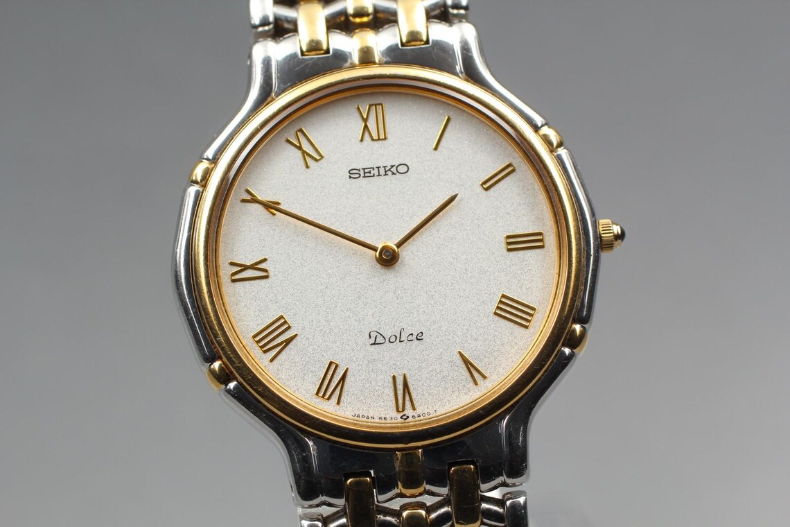 Seiko dolce 5e30-6a00 two-tone haq quartz mens watch vintage 1998 n mint japan/ retro wristwatch classic style timepiece gift, photo 3 sur 5