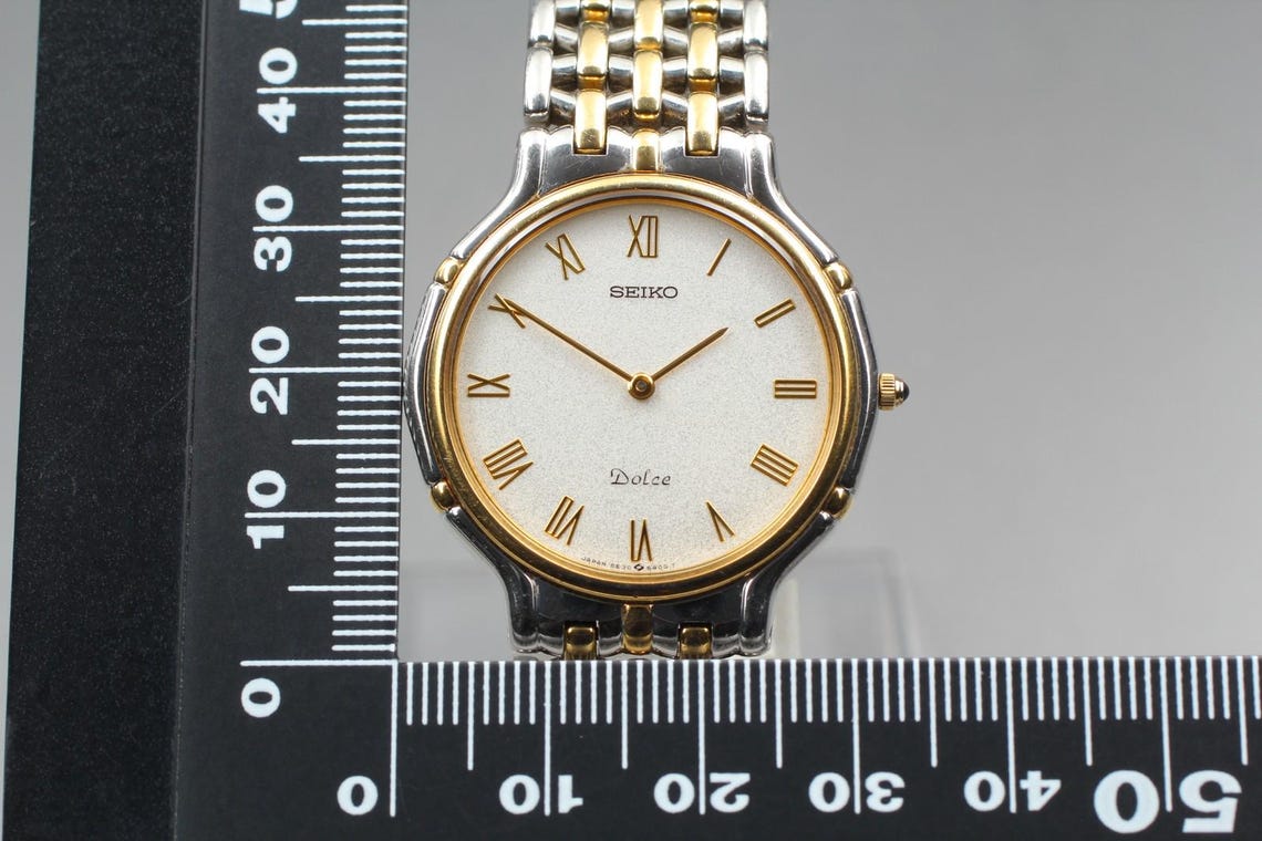Seiko dolce 5e30-6a00 two-tone haq quartz mens watch vintage 1998 n mint japan/ retro wristwatch classic style timepiece gift, photo 4 sur 5