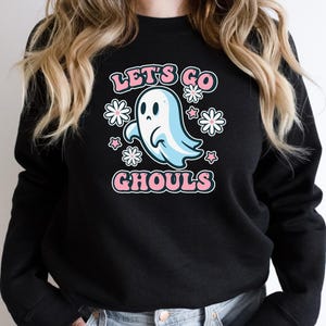 Lets Go Ghouls-sweater, Halloween-sweater, retro Halloween-trui grappig, grappige spooktrui, Ghost Halloween-sweater