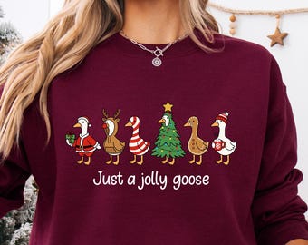 Kerstgansshirt, Just A Jolly Goose-shirt, kerstgansshirt, eend kerstshirt, grappige kersttrui, leuk vakantieshirt