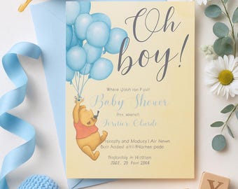 Winnie the Pooh Baby Shower Invitation | Editable Template (Digital Download)