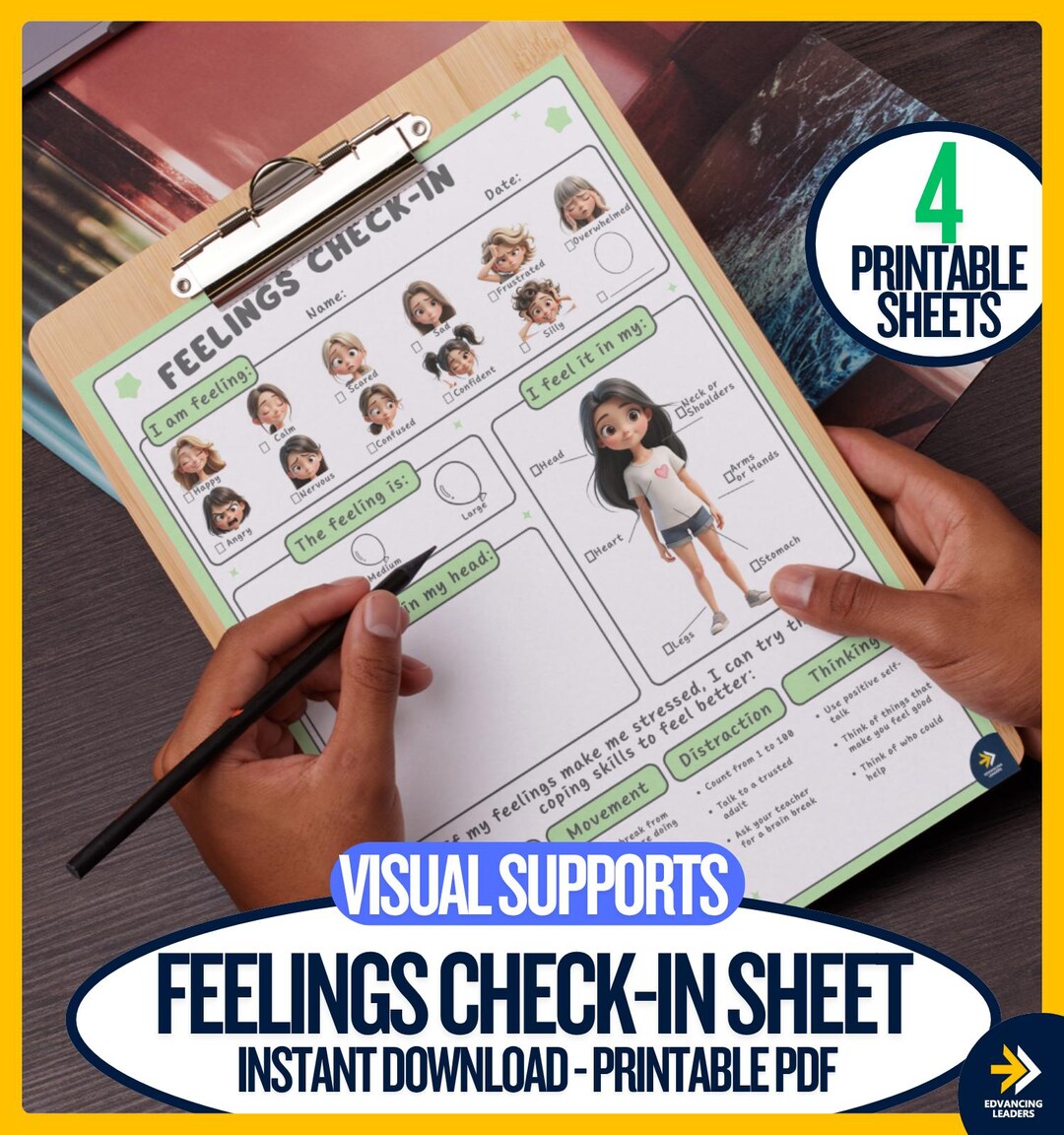 Student Check In Visual FEELINGS Check-in, Visual Supports, Autism Resources, ADHD Resources ...