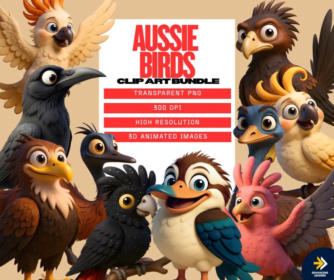 Aussie Birds Clipart Bundle, Australian Animals, 3D Animated Characters ...
