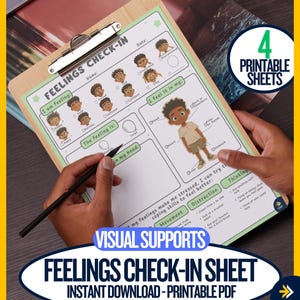 Scheda di valutazione delle emozioni, supporti visivi per autismo e ADHD (download digitale)