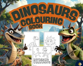 Dinosaurs Colouring Book PDF | 29 Dino Pages | Kids Printable Activity | Instant Download