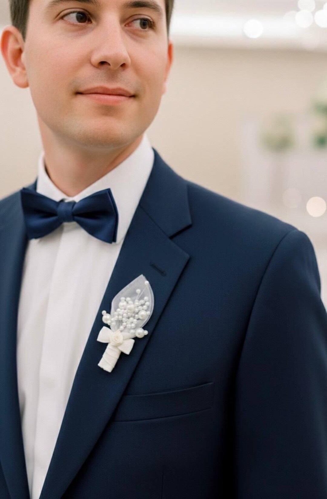 Pearl Boutonniere for Groom – Ivory Wedding Lapel Pin, Handmade ...