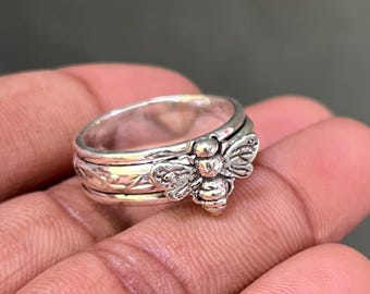 Honey Bee Ring, 925 Sterling Silver Ring, Bee Spinner Ring, Anxiety Ring, Worry Ring, Thumb Ring, Fidget Ring, Boho Ring, Anniversary Ring