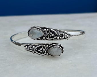 Moonstone Bangle, 925 Silver Bangle, Beautiful Bangle, Adjustable Bangle, Natural Moonstone, Handmade Bangle, Gift For Women, Christmas Gift