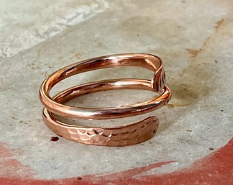 Copper Designer Ring, Adjustable Ring, Boho Ring, Solid Copper Ring, Statement Ring, Handmade Ring, Dainty Ring, Copper Jewelry, Gift Her
